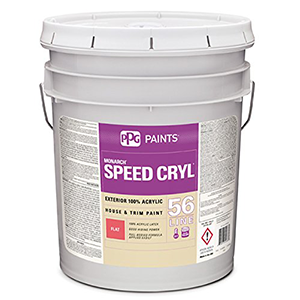 PPG油漆丙烯酸漆，平的，5加仑，速铬，住宅和装饰用外墙漆，白色