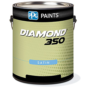 PPG油漆钻石350丙烯酸油漆，缎面，1加仑，富通350，外观油漆，白色